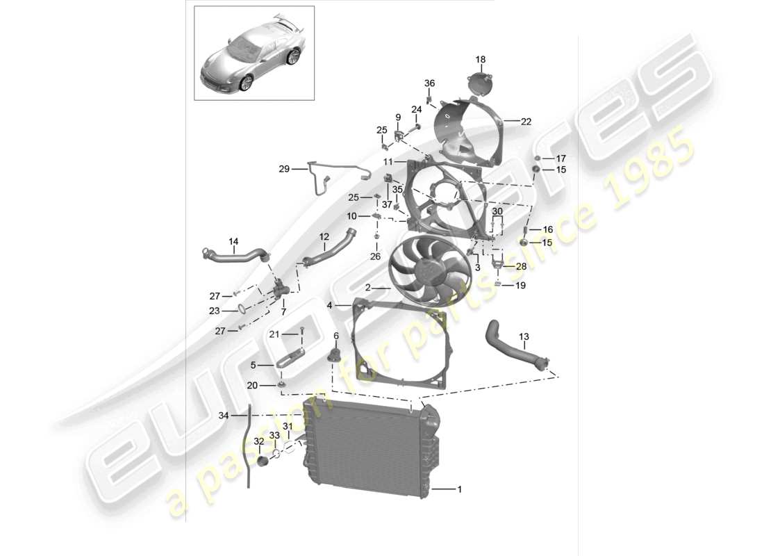 a part diagram from the porsche 991 parts catalogue