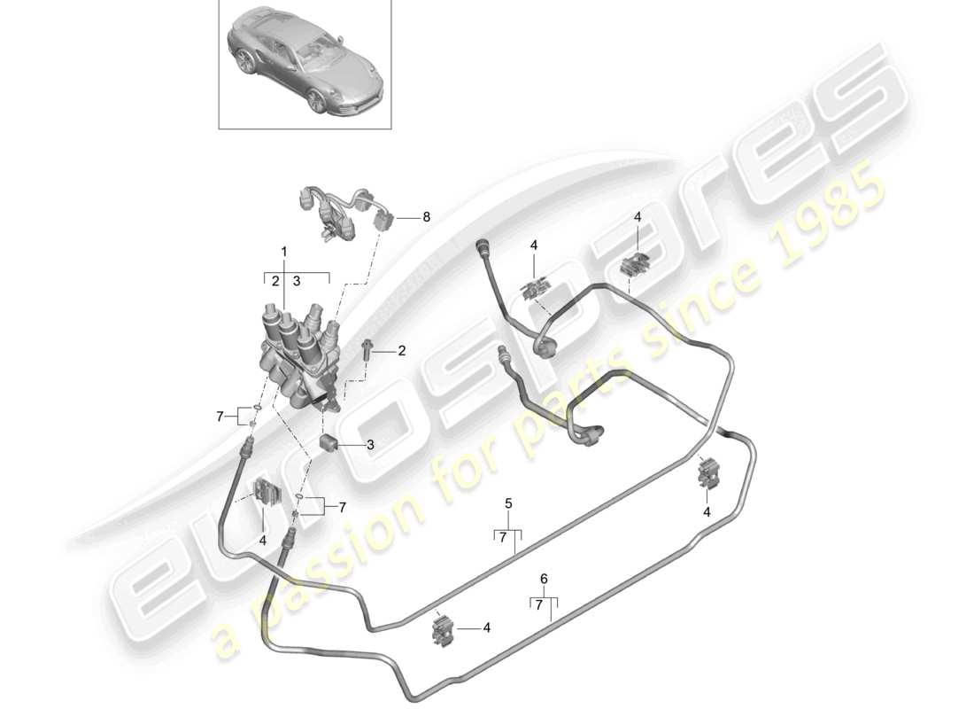 a part diagram from the porsche 2015 (991-1 turbo) parts catalogue