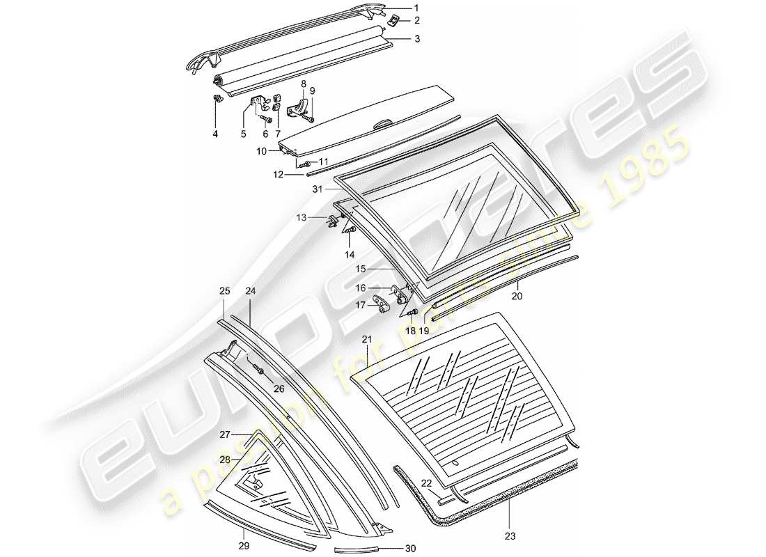 VIEW PARTS DIAGRAMS FROM THE PORSCHE 993 PARTS CATALOGUE a part diagram from the porsche 993 parts catalogue
