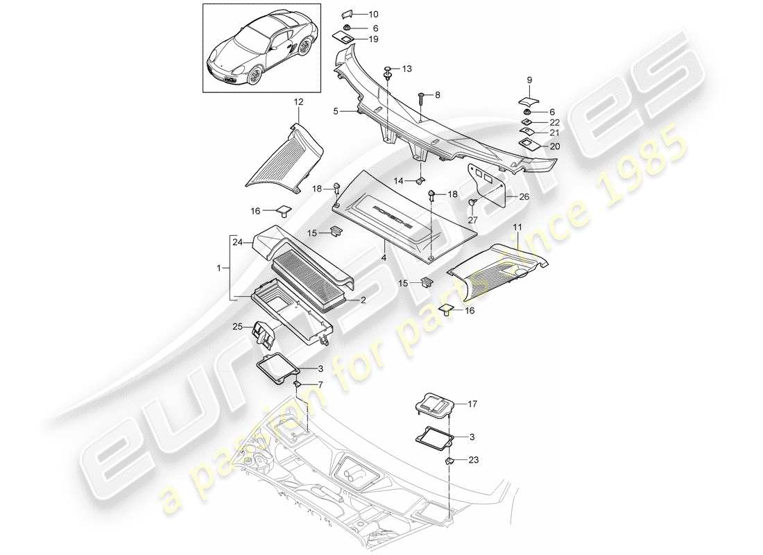 a part diagram from the porsche cayman parts catalogue