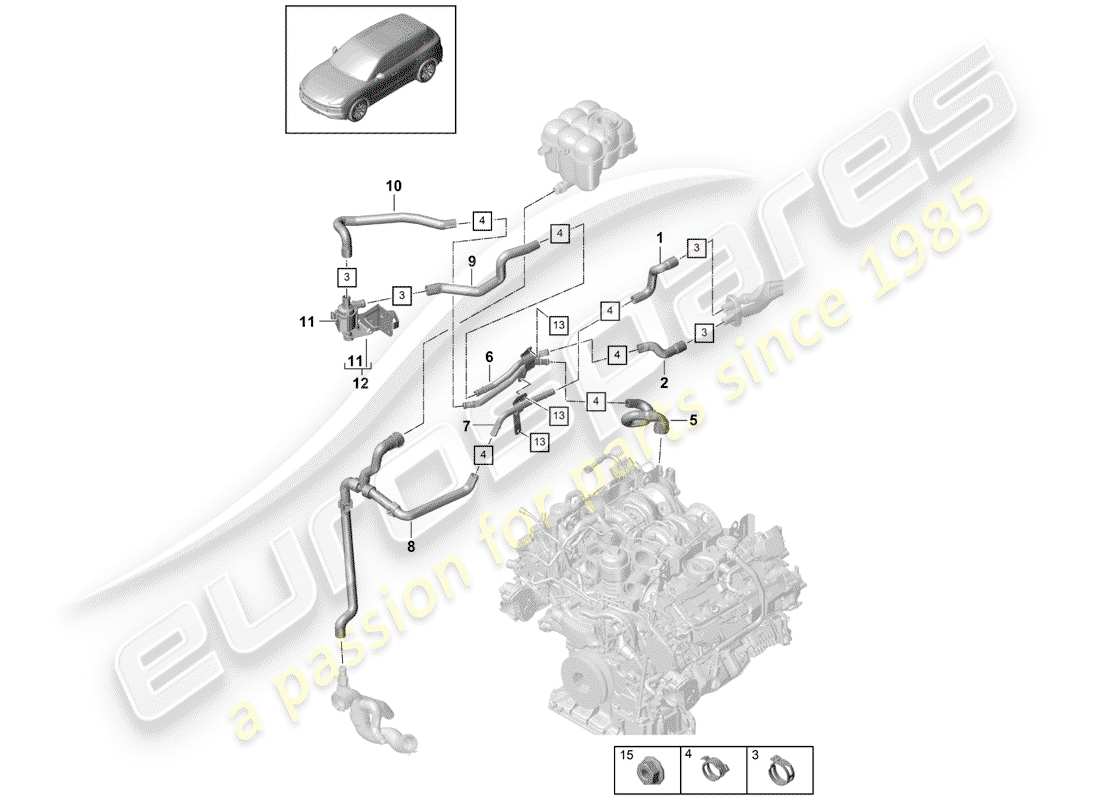 a part diagram from the porsche cayenne parts catalogue