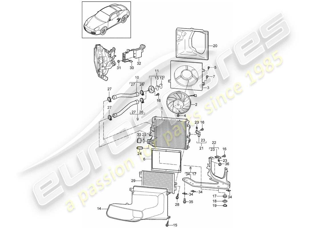 a part diagram from the porsche cayman parts catalogue