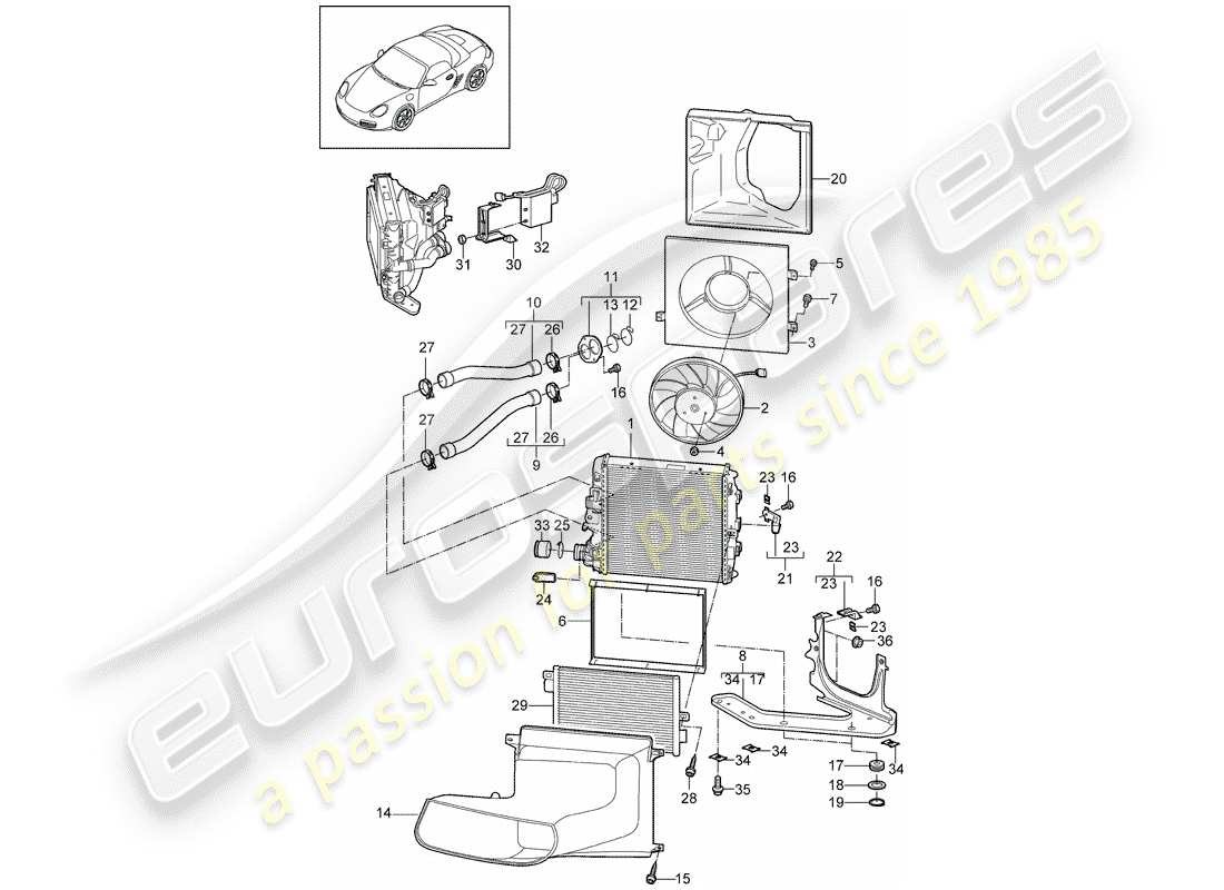 a part diagram from the porsche 2012 (987 boxster) parts catalogue