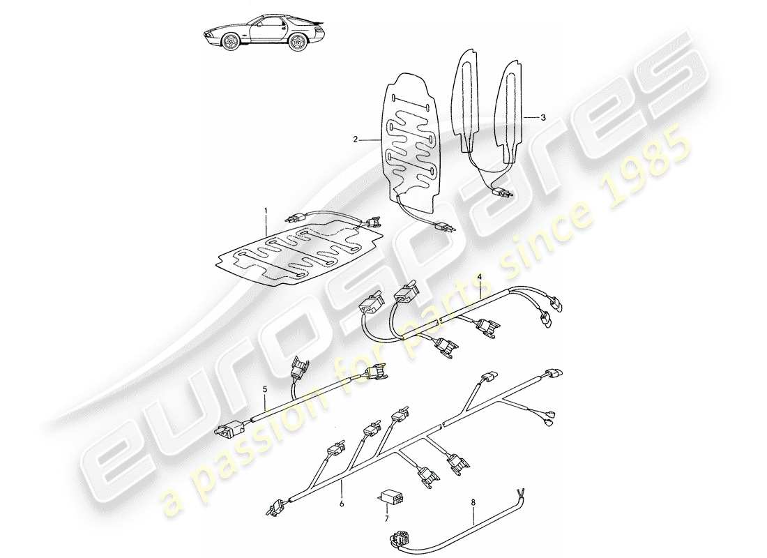 a part diagram from the porsche 1986 (seats for 944/968/911/928) parts catalogue