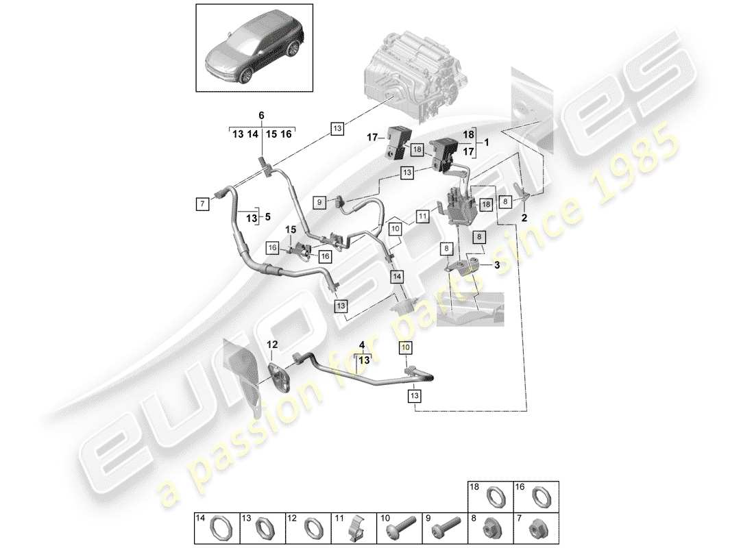 a part diagram from the porsche cayenne parts catalogue