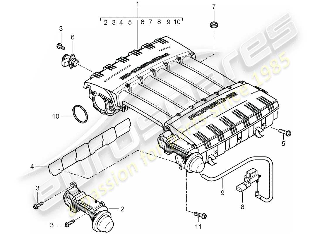 VIEW PARTS DIAGRAMS FROM THE PORSCHE CAYENNE PARTS CATALOGUE a part diagram from the porsche cayenne parts catalogue
