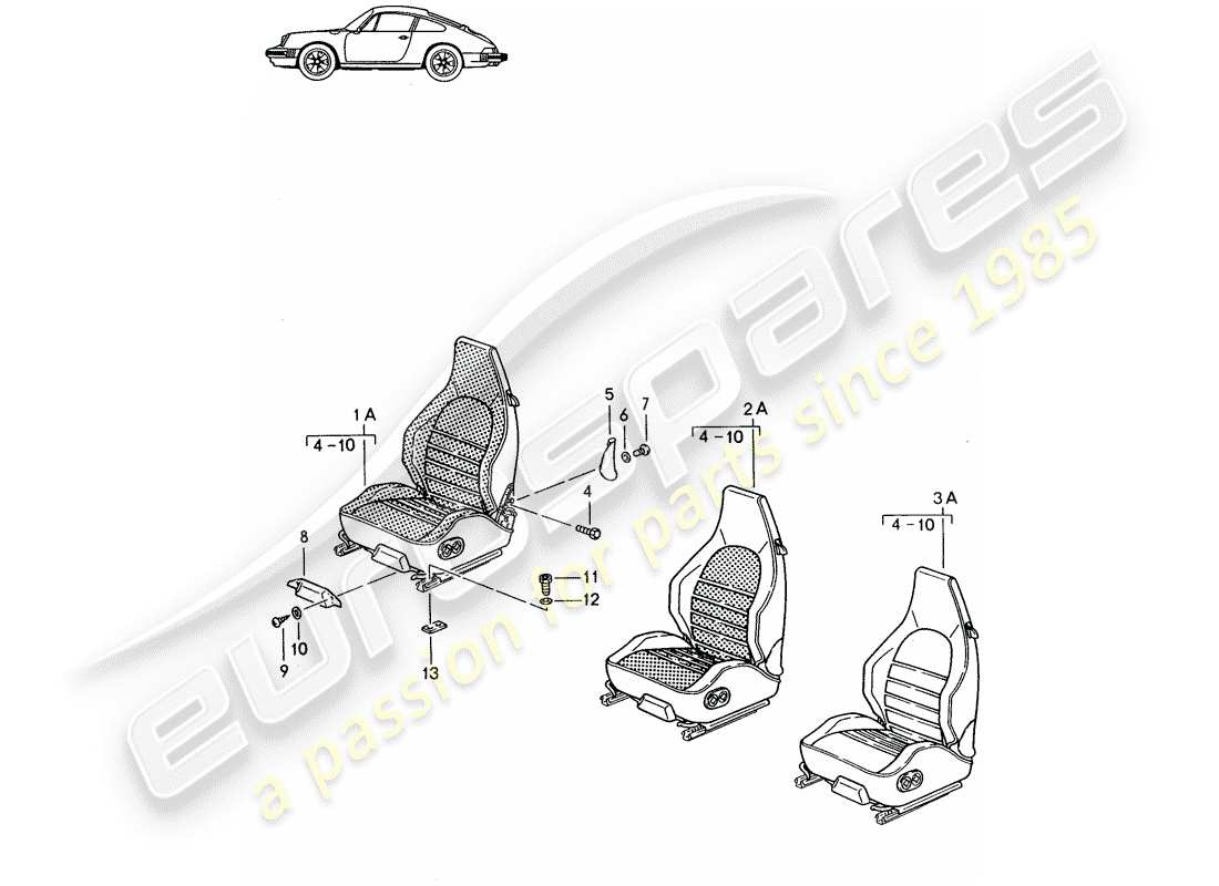 a part diagram from the porsche accessories and tequipment parts catalogue