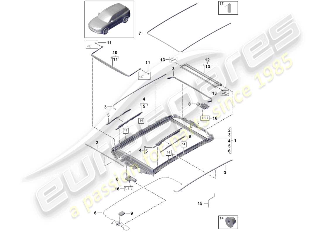 a part diagram from the porsche cayenne parts catalogue