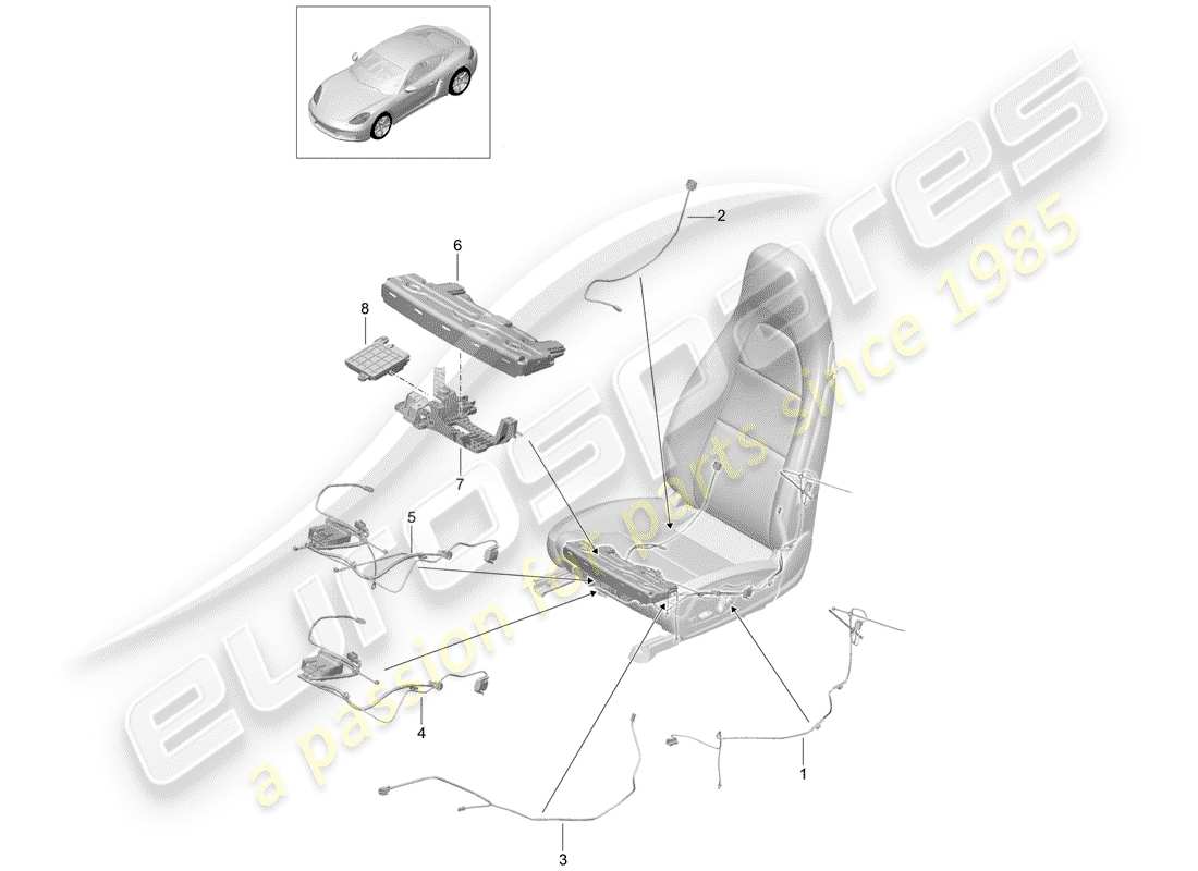 VIEW PARTS DIAGRAMS FROM THE PORSCHE CAYMAN PARTS CATALOGUE a part diagram from the porsche cayman parts catalogue