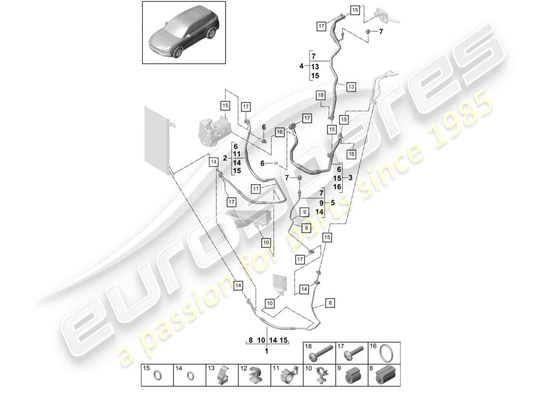 VIEW PARTS DIAGRAMS FROM THE PORSCHE CAYENNE PARTS CATALOGUE a part diagram from the porsche cayenne parts catalogue