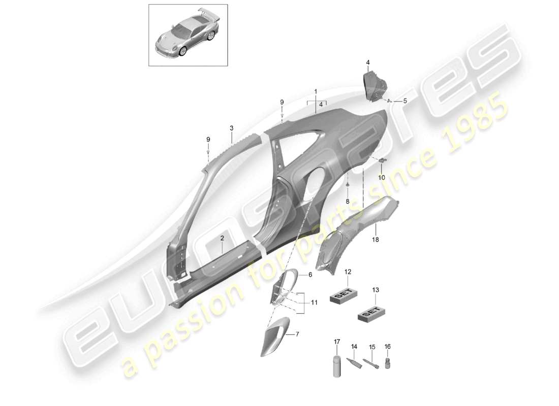 VIEW PARTS DIAGRAMS FROM THE PORSCHE 991 PARTS CATALOGUE a part diagram from the porsche 991 parts catalogue