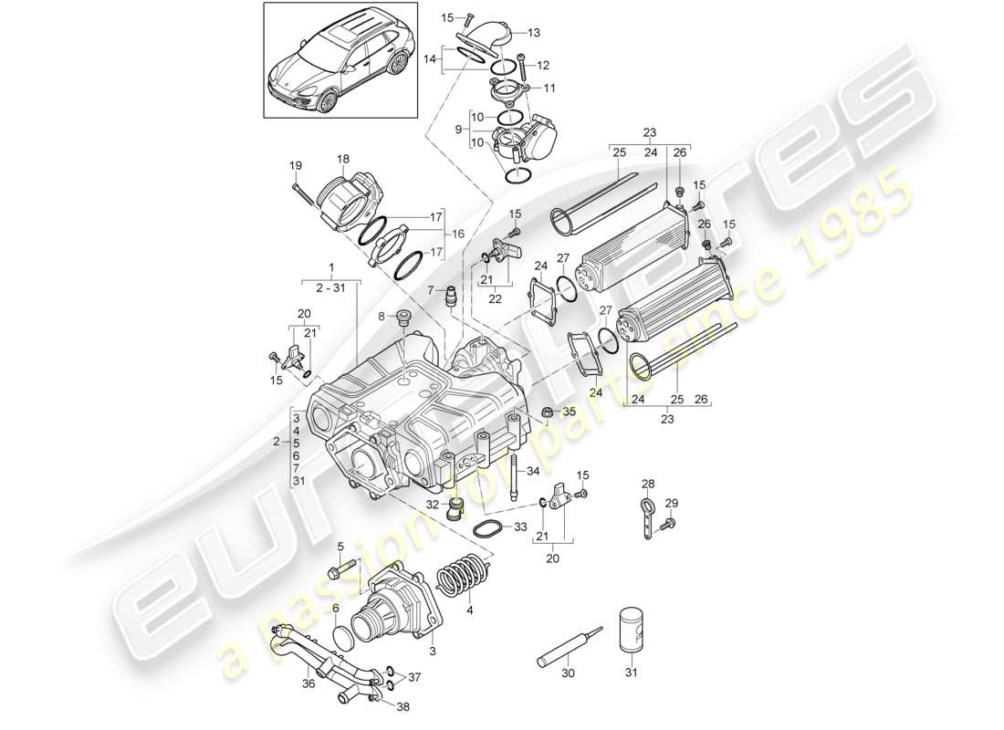 a part diagram from the porsche cayenne parts catalogue