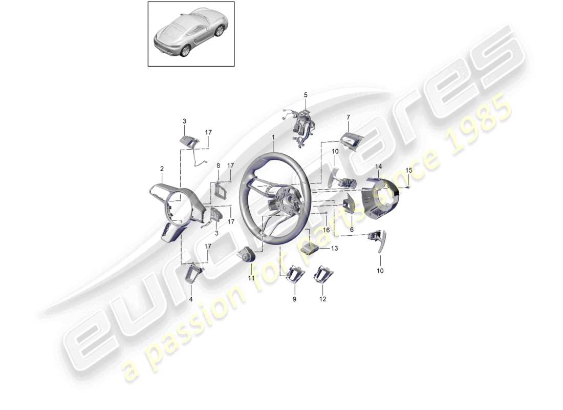 VIEW PARTS DIAGRAMS FROM THE PORSCHE CAYMAN PARTS CATALOGUE a part diagram from the porsche cayman parts catalogue