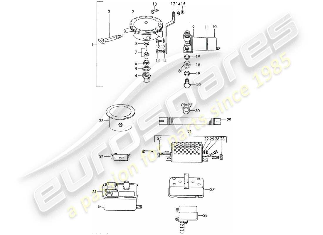 a part diagram from the porsche 1965 (911/912) parts catalogue
