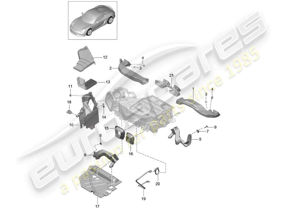 a part diagram from the porsche 2016 (981 boxster spyder) parts catalogue