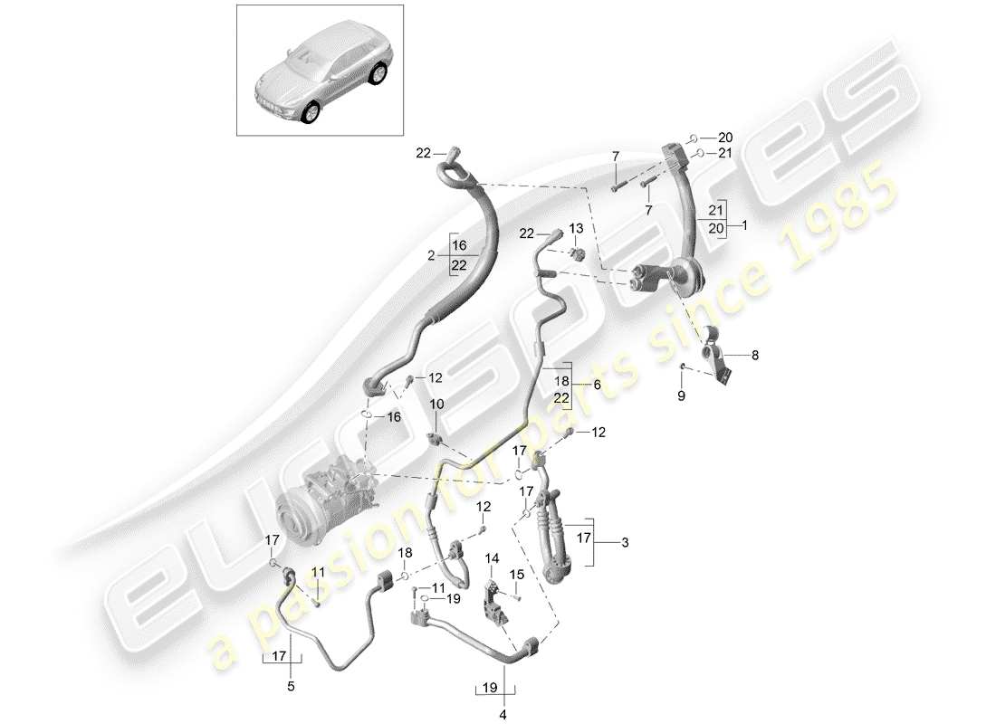 VIEW PARTS DIAGRAMS FROM THE PORSCHE MACAN PARTS CATALOGUE a part diagram from the porsche macan parts catalogue