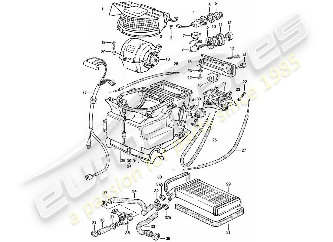 VIEW PARTS DIAGRAMS FROM THE PORSCHE 924 PARTS CATALOGUE a part diagram from the porsche 924 parts catalogue