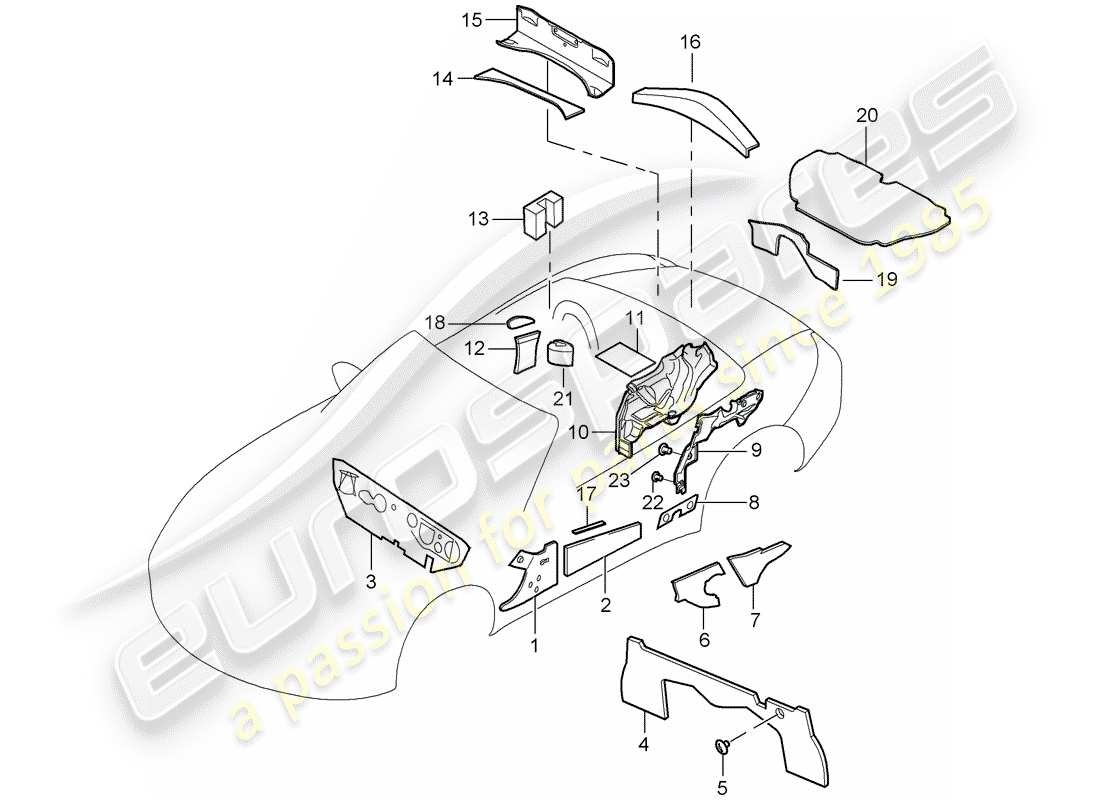 VIEW PARTS DIAGRAMS FROM THE PORSCHE BOXSTER PARTS CATALOGUE a part diagram from the porsche boxster parts catalogue