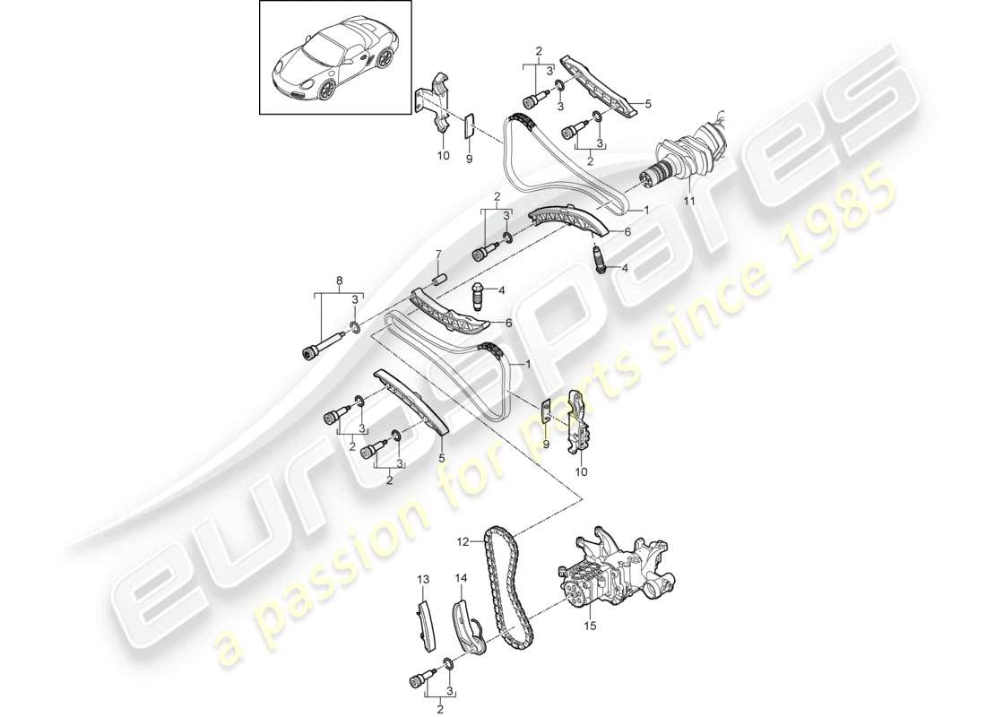 a part diagram from the porsche 2011 (987 boxster) parts catalogue
