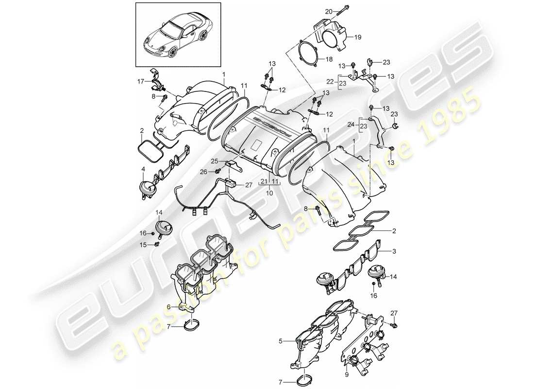 VIEW PARTS DIAGRAMS FROM THE PORSCHE 997 PARTS CATALOGUE a part diagram from the porsche 997 parts catalogue