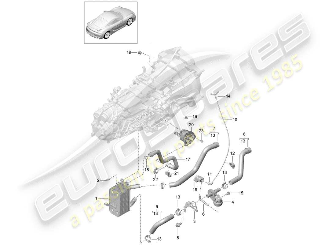 VIEW PARTS DIAGRAMS FROM THE PORSCHE CAYMAN PARTS CATALOGUE a part diagram from the porsche cayman parts catalogue