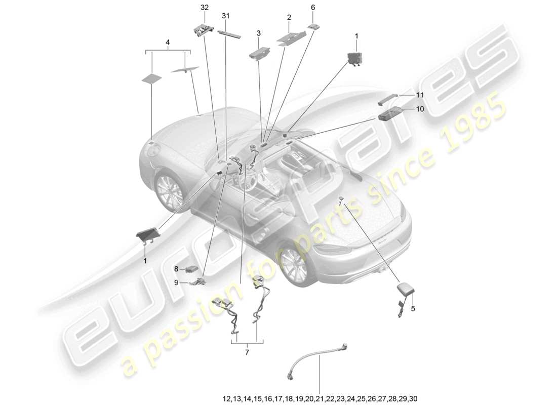 a part diagram from the porsche 2018 (718 boxster) parts catalogue