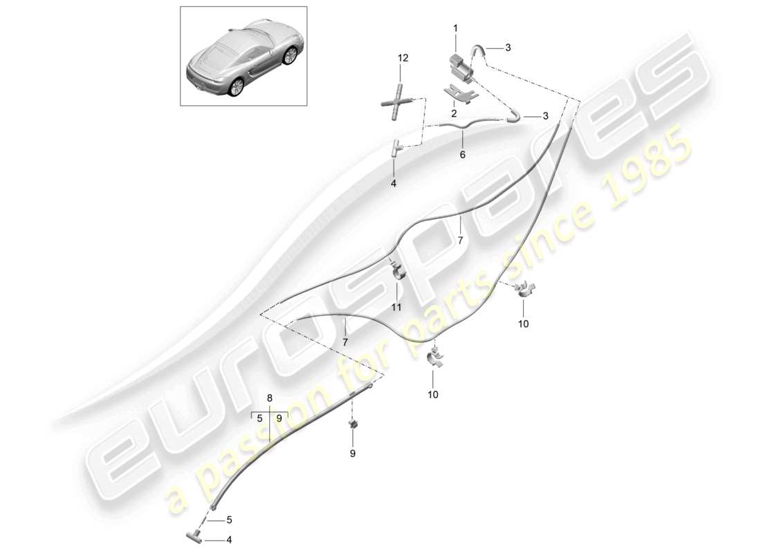 VIEW PARTS DIAGRAMS FROM THE PORSCHE CAYMAN PARTS CATALOGUE a part diagram from the porsche cayman parts catalogue