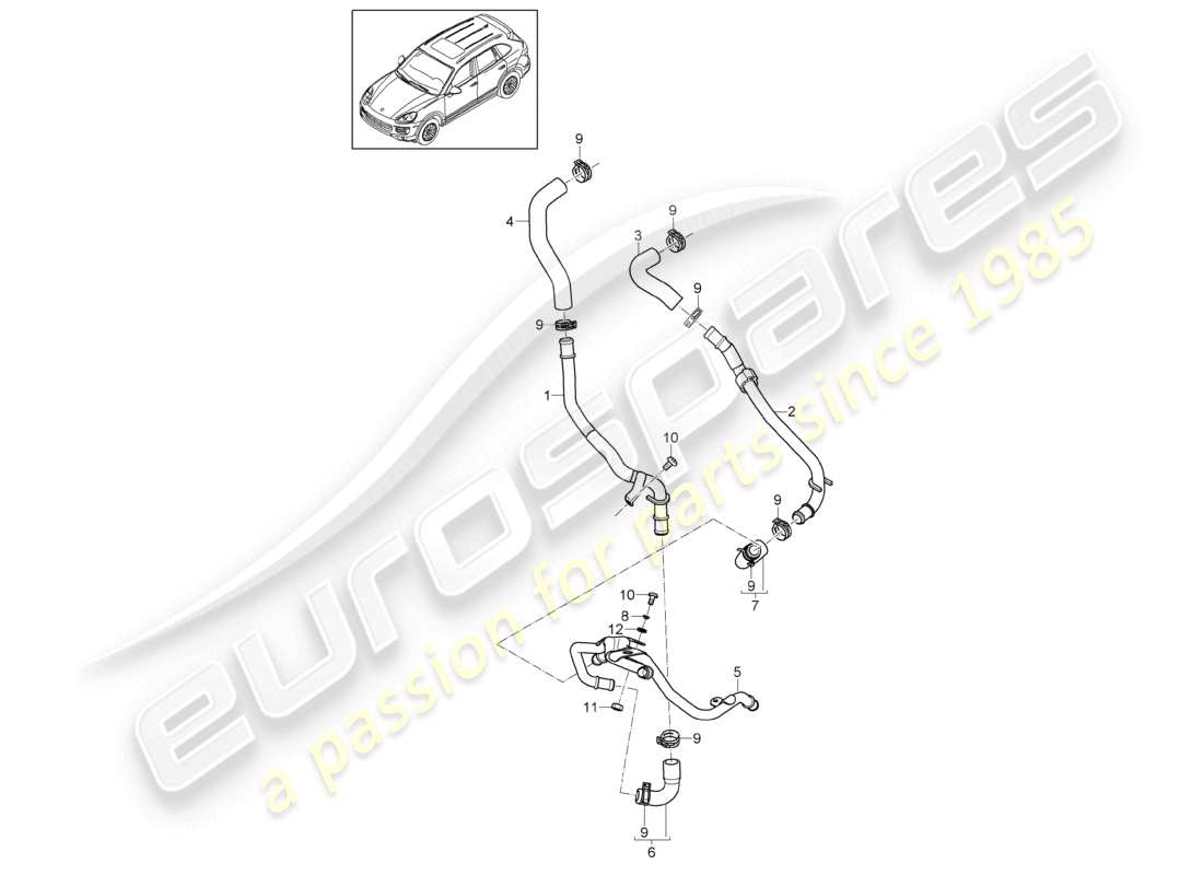 VIEW PARTS DIAGRAMS FROM THE PORSCHE CAYENNE PARTS CATALOGUE a part diagram from the porsche cayenne parts catalogue