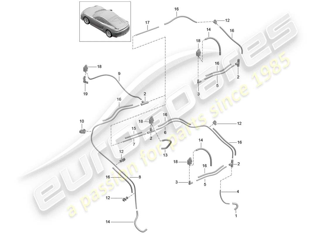 VIEW PARTS DIAGRAMS FROM THE PORSCHE CAYMAN PARTS CATALOGUE a part diagram from the porsche cayman parts catalogue