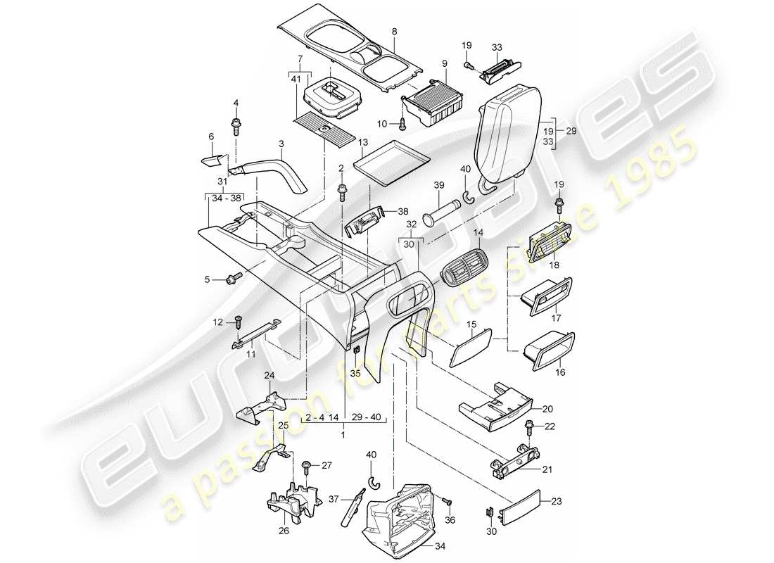 VIEW PARTS DIAGRAMS FROM THE PORSCHE CAYENNE PARTS CATALOGUE a part diagram from the porsche cayenne parts catalogue