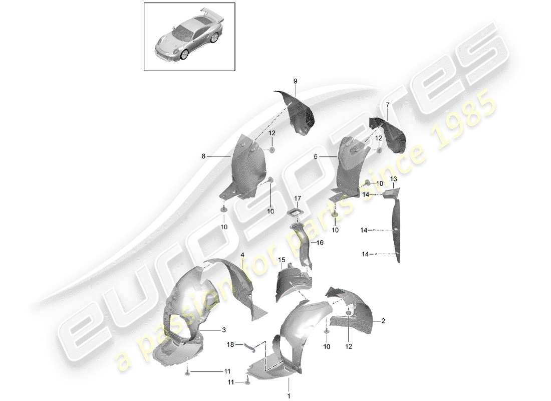 a part diagram from the porsche 991 parts catalogue