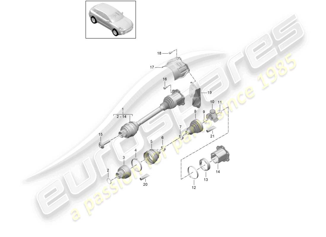 VIEW PARTS DIAGRAMS FROM THE PORSCHE MACAN PARTS CATALOGUE a part diagram from the porsche macan parts catalogue