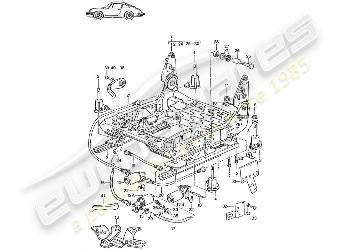 a part diagram from the porsche 1995 (seats for 944/968/911/928) parts catalogue