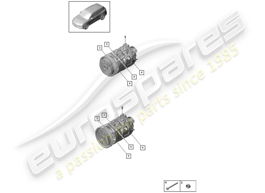 a part diagram from the porsche 2020 (cayenne e3 9ya/9yb) parts catalogue