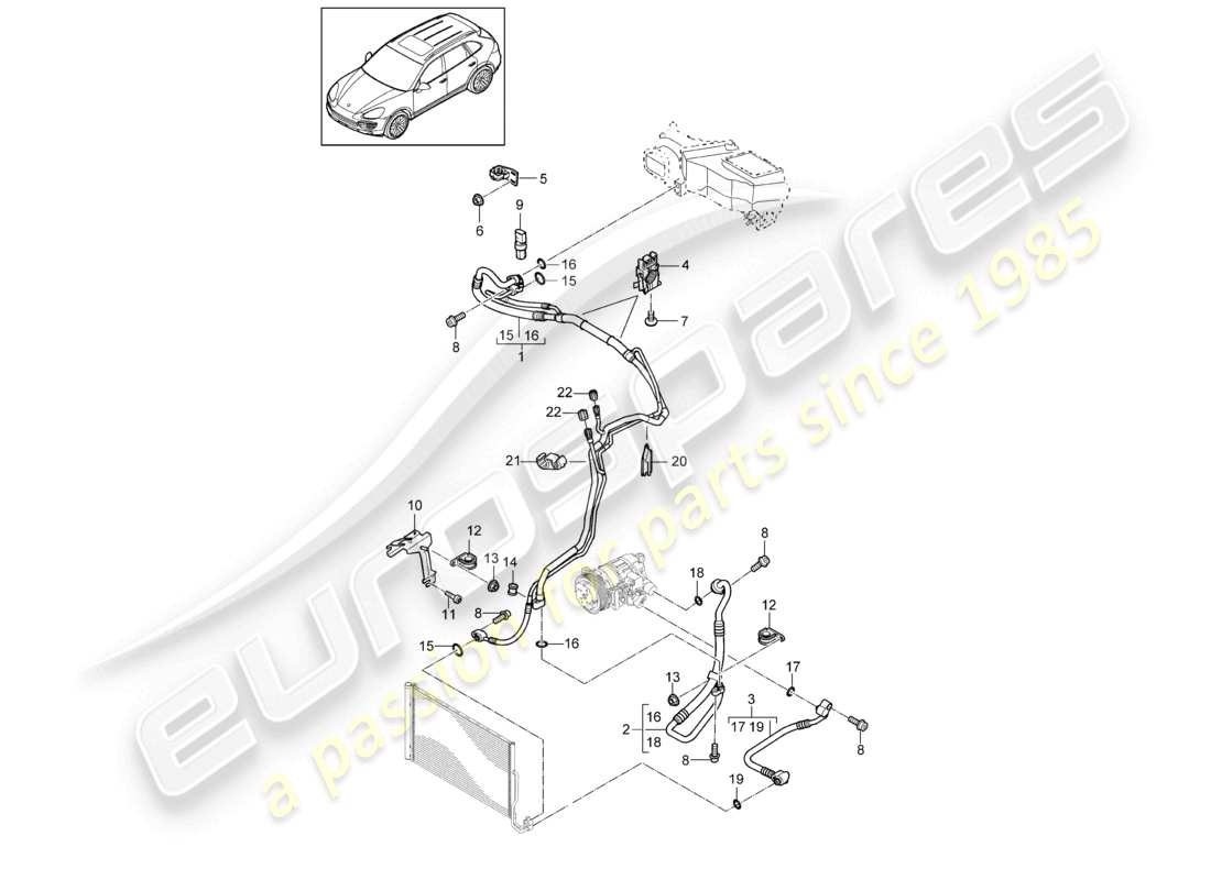 a part diagram from the porsche 2015 (cayenne e2 92a) parts catalogue