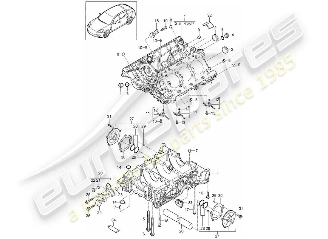 porsche 2015 (panamera 970) crankcase part diagram