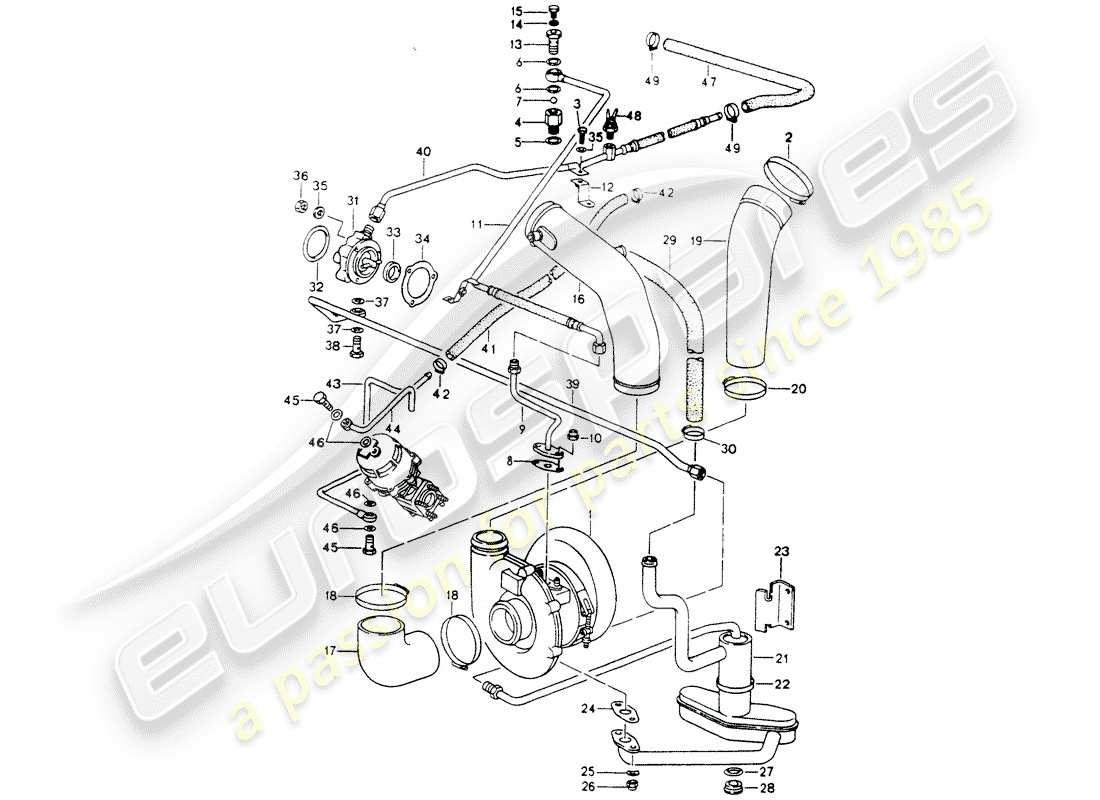 porsche 1990 (964) turbocharging - oil supply - for - exhaust gas turbocharger part diagram