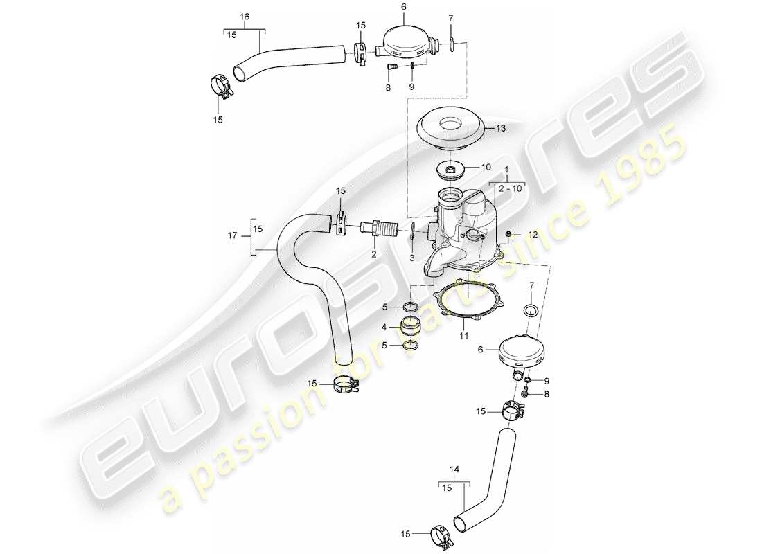 porsche carrera gt (2005) engine lubrication - air/oil separator part diagram