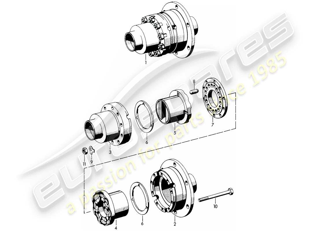 porsche 1962 (356b/356c) limited slip differential parts diagram