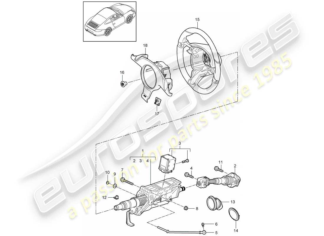 porsche 2011 (997-2) steering protective pipe parts diagram