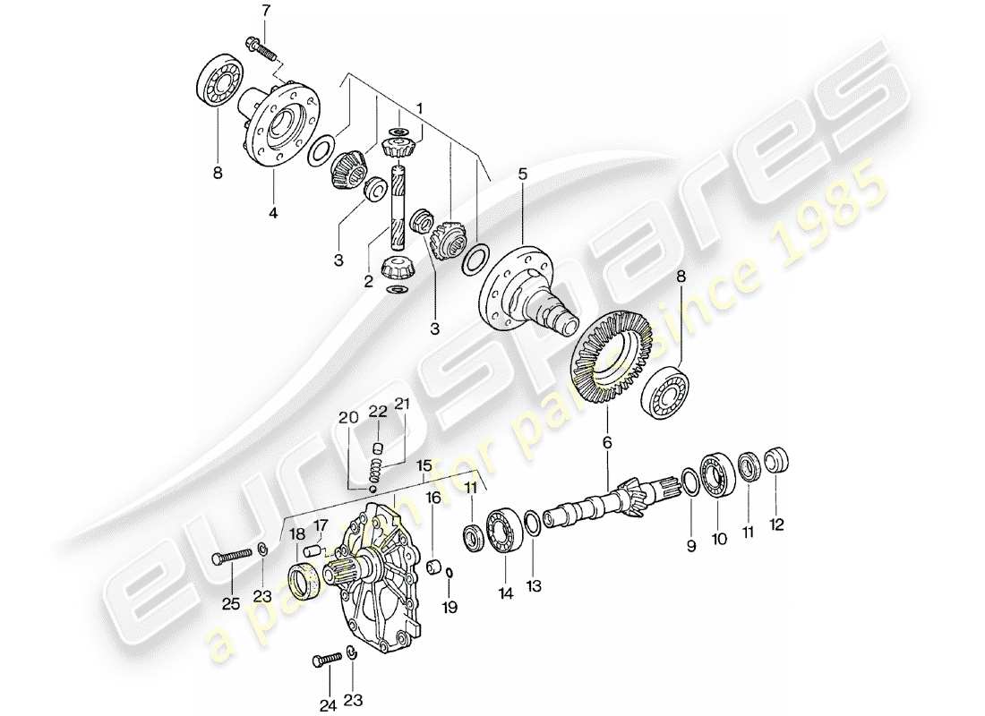 porsche 924 (1983) differential - automatic transmission part diagram