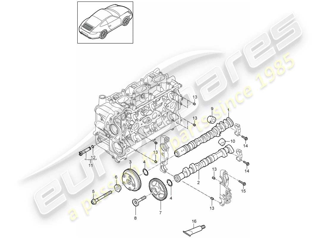 porsche 997 gen. 2 (2011) camshaft parts diagram
