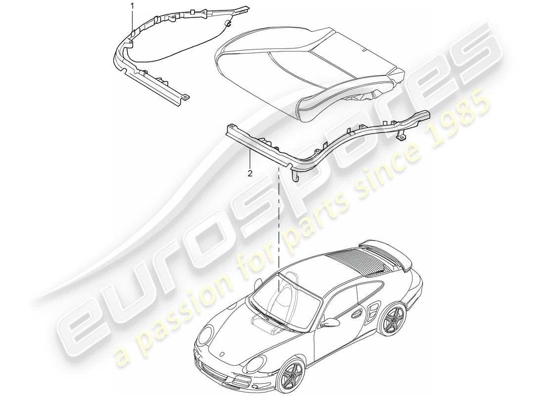 porsche 2008 (997-1 turbo / gt2) cushion carrier parts diagram