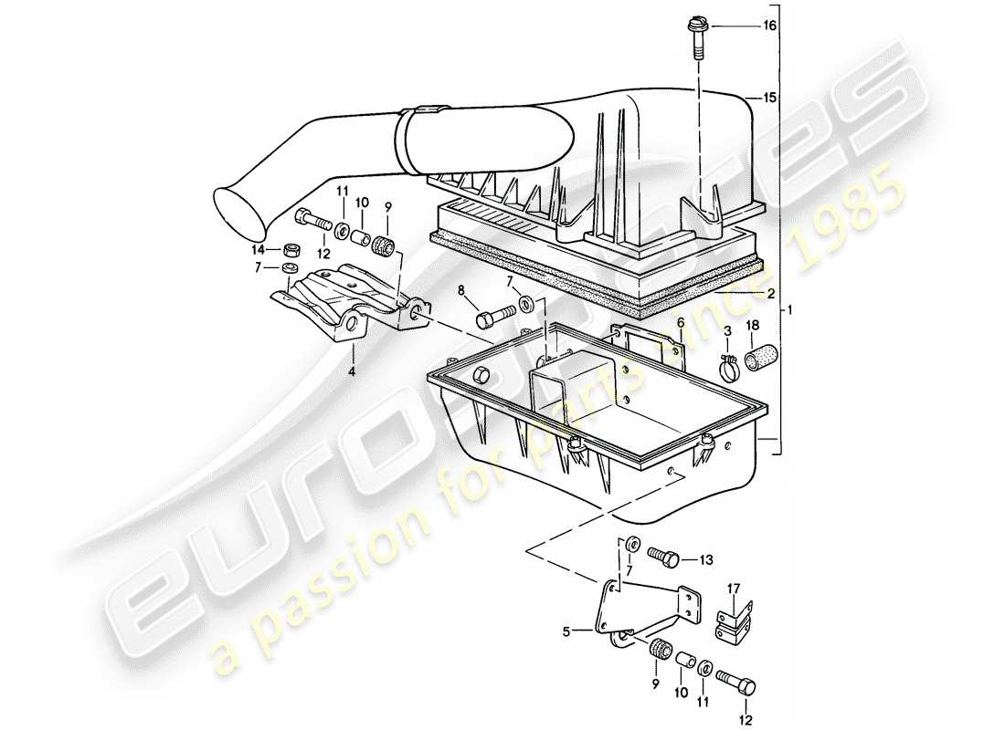 porsche 944 (1988) air cleaner system parts diagram