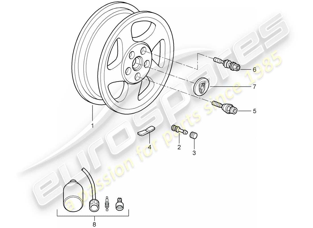 porsche 2008 (997-1 turbo / gt2) wheels parts diagram