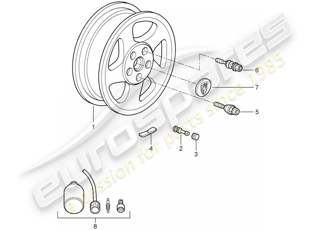 porsche 997 t/gt2 (2008) wheels part diagram