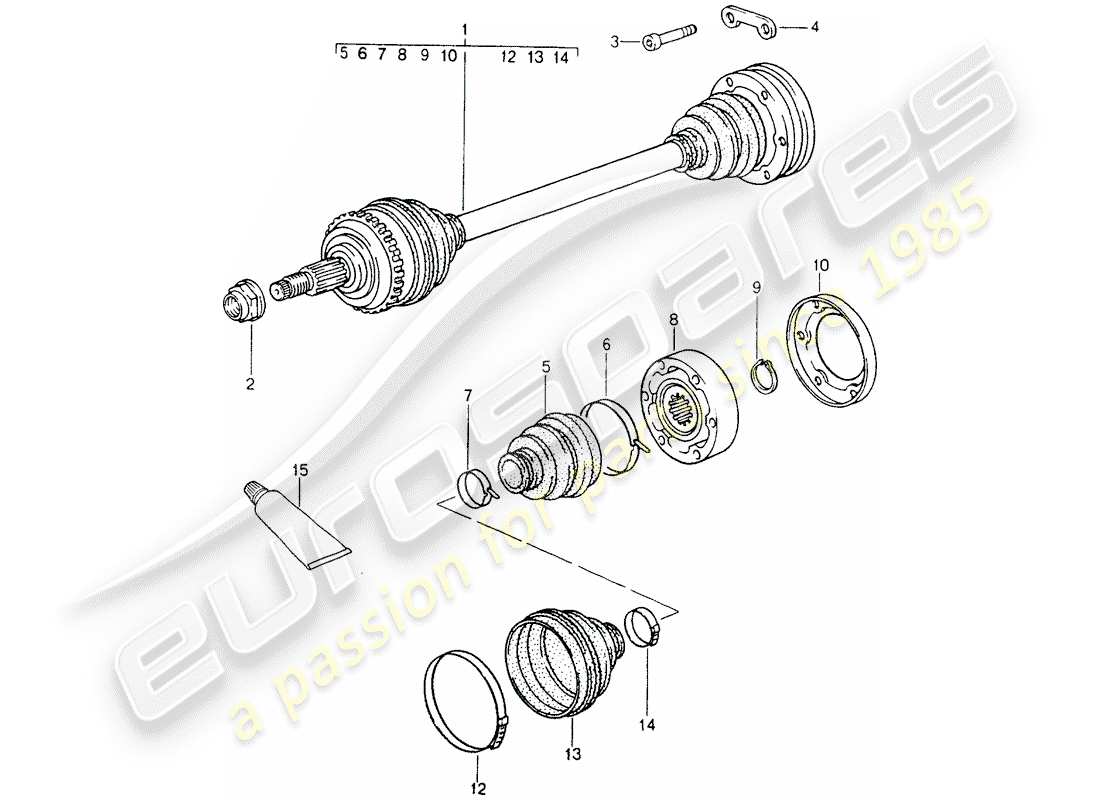 porsche 1990 (964) drive shaft part diagram