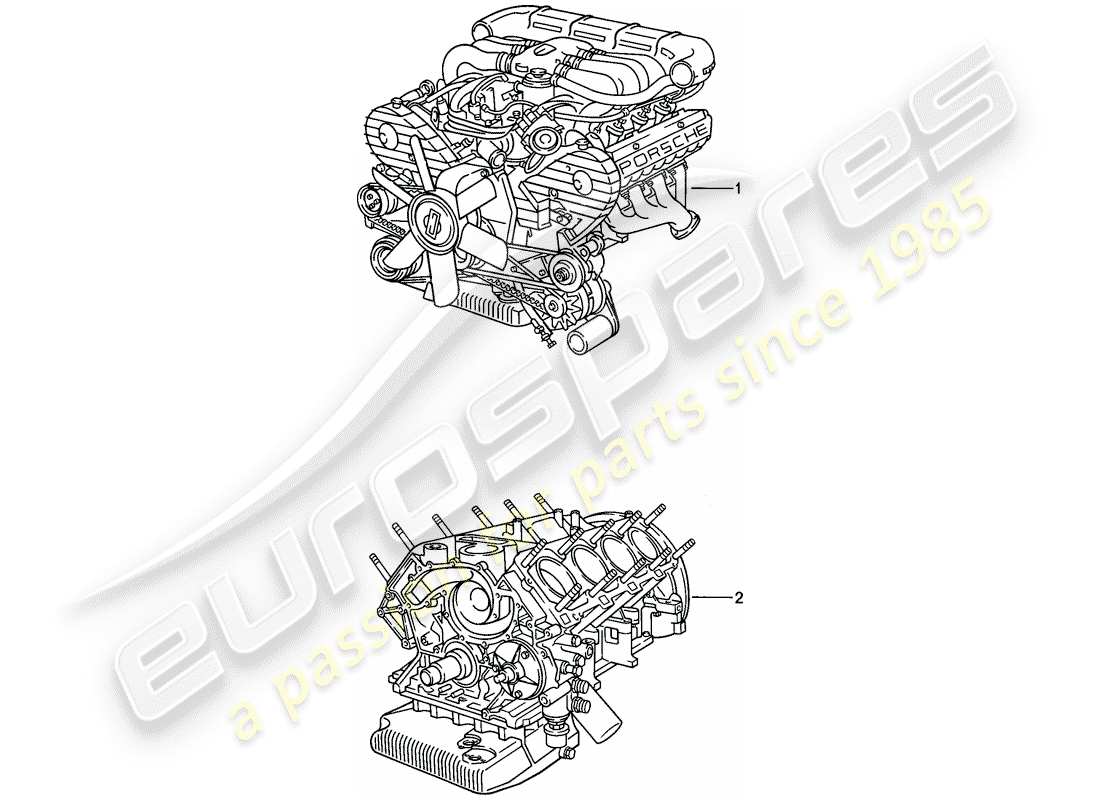 porsche 1985 (928) replacement engine part diagram
