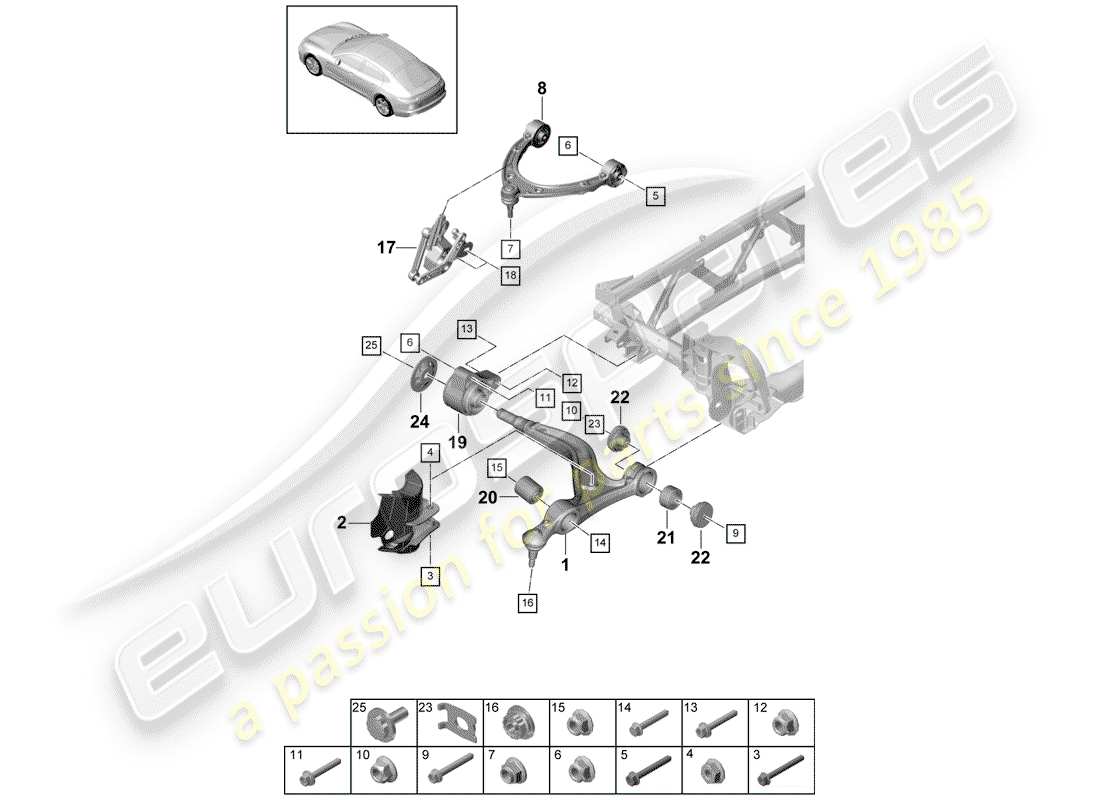 porsche panamera 971 (2018) track control arm part diagram