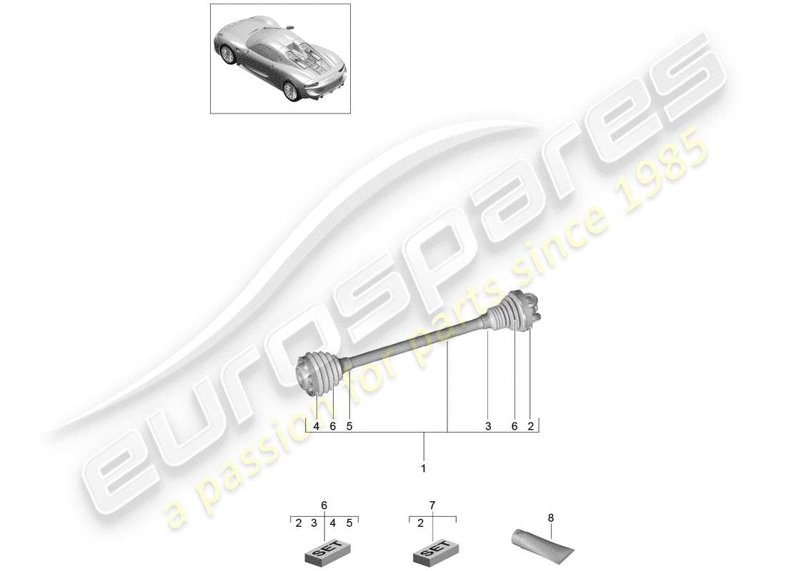 porsche 918 spyder (2015) drive shaft part diagram